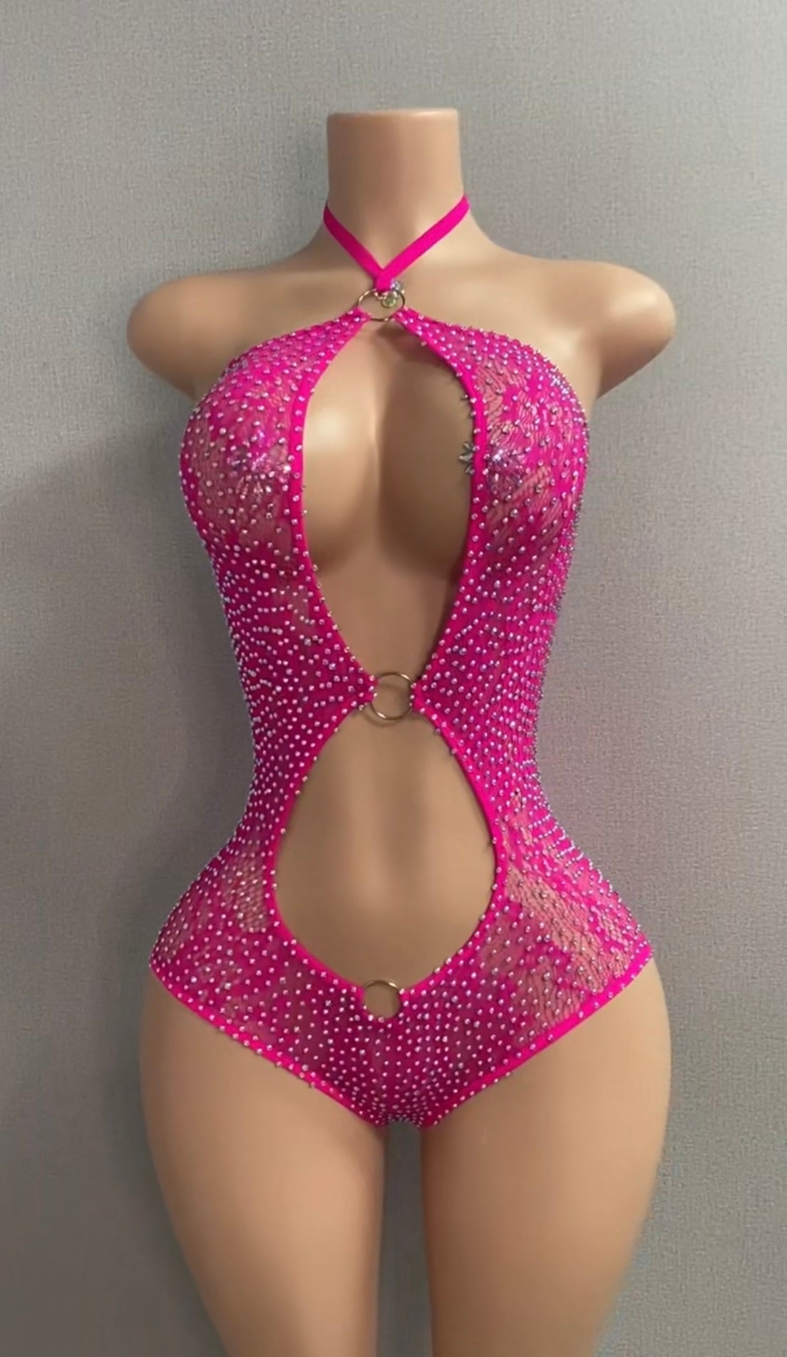 💖 “Drip Tease” Rhinestone Cut-Out Bodysuit